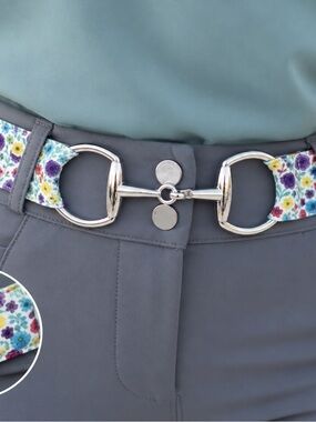 floral Equestrian horse Snaffle Bit Belt 1.5” Elastic one size fits most